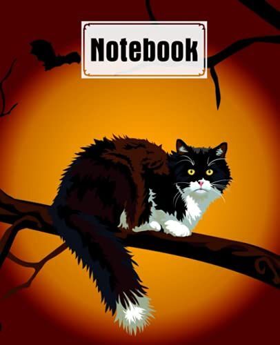 Notebook: Halloween Cat Cover Composition Notebook - College Ruled, 120 Pages - Large 7.5" X 9.25" By Minna Schmitz