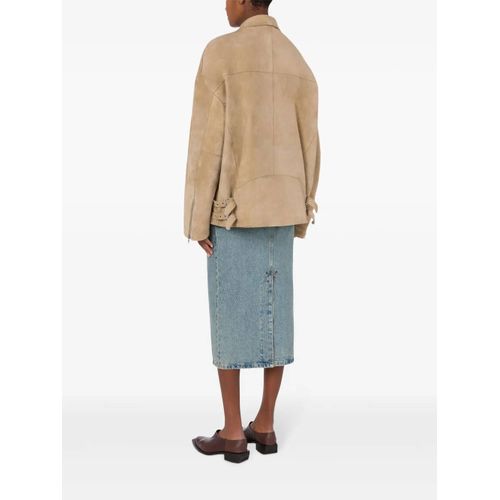 Moschino Veste De Moto En Daim À Fermeture Zippée - Tons Neutres