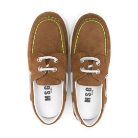Msgm Kids Chaussures Bateau En Daim - Marron