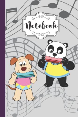 Notebook: Fun Harmonica Playing Animals Blank Lined Journal For Kids Who Love Musical Instruments