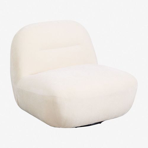Fauteuil Pivotant En Chenille Sernin Beige Crème
