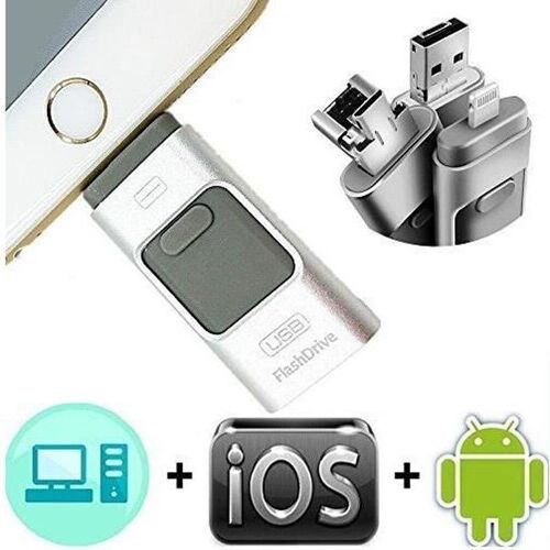 64GB Flash Drive CLÉ USB I-flash U-disk Flash Mémoire Stick à l'Extension de Stockage 3 en 1 pr iPhone/iPad/Android/PC
