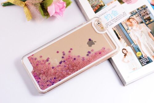 COQUE CASE LIQUIDE IPHONE 5C ROSE PAILETTES ETOILES BLING DIAMANT STARS