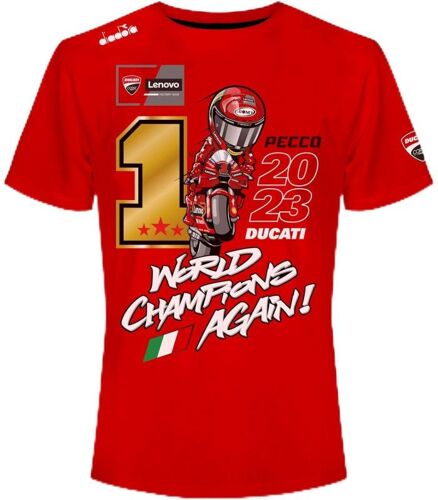 T-Shirt Champion Du Monde De Moto Gp Francesco Pecco Bagnaia Homme
