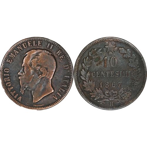 Italie - 1867 - 10 Centesimi - Heaton (H) - Victor Emmanuel Ii - 23-286