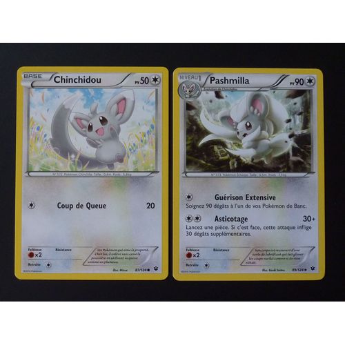 Chinchidou 87/124 Et Pashmilla 89/124 - Pokemon Xy10 Impact Des Destins 