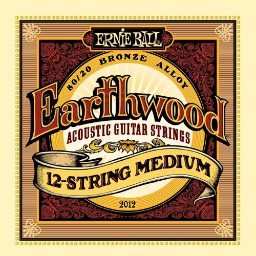Ernie Ball 2012 Earthwood 12-String Medium Cordes Pour Guitare Folk 12 Cordes