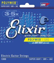 Elixir 12000 Polyweb Super Light 9-42 Cordes Pour Guitare Électrique