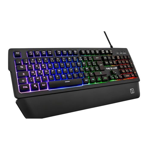 The G-Lab Keyz Palladium Clavier Gamer AZERTY Filaire USB - Rétro-Éclairage RGB LED Multicolore, Repose-Poignets Magnétique, 26 Touches Anti-ghosting, Durable - PC PS4 Xbox One (Noir)
