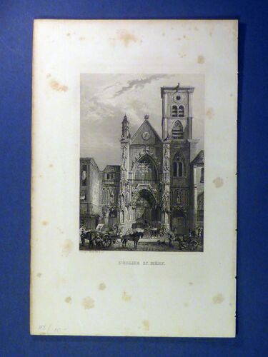 Gravure Acier De L¿Église Saint-Merri À Paris, Vers 1850
