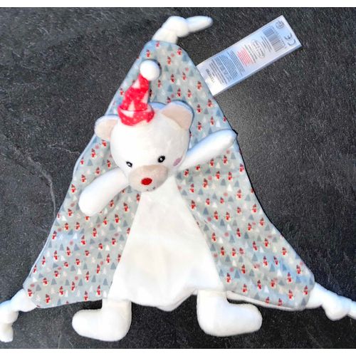 Doudou Ours Tom & Kiddy Blanc Ourson Bisous D'ange Peluche Jouet Bebe Naissance
