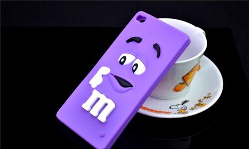 NEW COQUE VIOLET M&M'S HUAWEI ASCEND P8 LITE SILICONE SOUPLE ETUI HOUSSE 3D CHOCOLATE