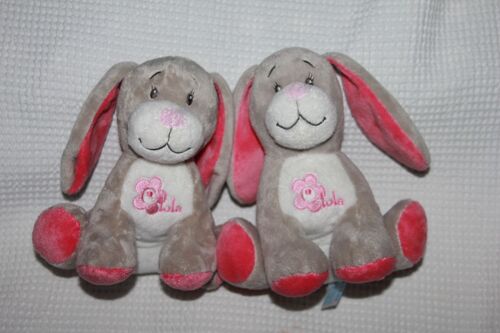 Doudou Bebisol  Arthur Et Lola Lot De Chien Rose Et Gris 