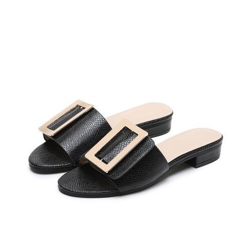 Chaussures Plates Boucles Pour Femmes, Pantoufles Bout Ouvert Imprimées Serpent,légantes