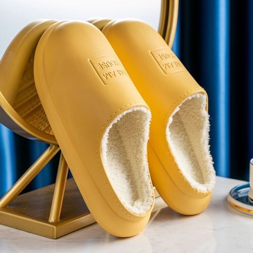 Chaussures D'hiver Pour Hommes Et Femmes, Pantoufles Imperméables Et Chaudes En Fourrure, Sabots Amoureux, Chaussures D'intérieur Pour Dames