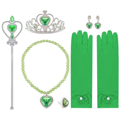 Accessoires De Fête De Princesse Pour Enfants,Kit De Costume De Cosplay Pour Filles,Couronne Pour Enfants,Baguette,Gants,Boucles D'oreilles,Bague,Collier,Fournitures Multi-Documents - Type Dp0504