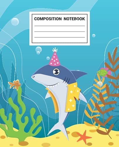 Shark Composition Notebook: Sharks Wide Blank Lined Workbook For Kids, Boys, Girls, Teens, Students Or Teachers And Adults To Write In School, College ... 9.25 In, 100 Pages, Back To School Supplies.
