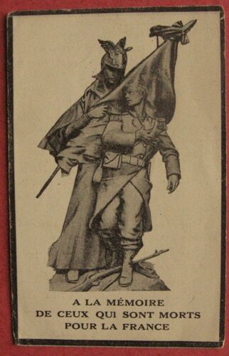 Image Pieuse Ancienne Début 20° A La Mémoire Des Morts Pour La France " 