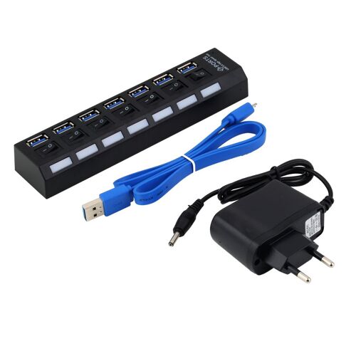 7 ports USB 3.0 Hub avec interrupteur marche / arrêt 