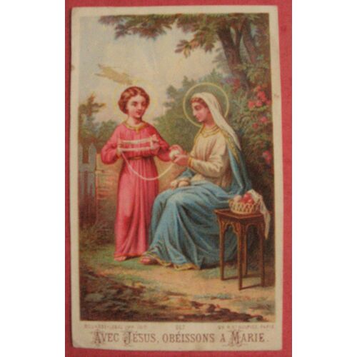 Image Pieuse Ancienne Vers 1900° "Avec Jésus Obéissons À Marie"
