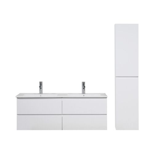 Meuble double vasque 120cm Blanc + colonne