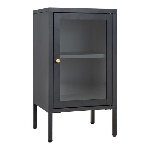 Meuble d'appoint 1 porte vitrée en métal laqué noir