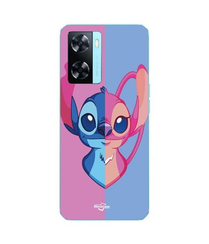Coque Oppo A57 4g Stitch Et Angel Bleu Et Rose