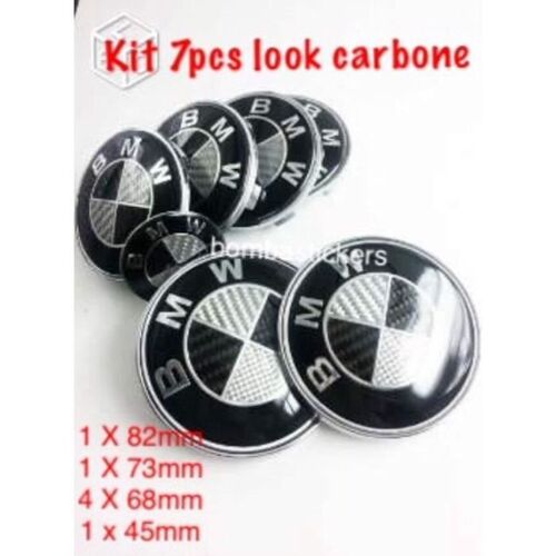 Kit 7 Pieces Logo/ Embleme/ Badge Carbone Noir Bmw