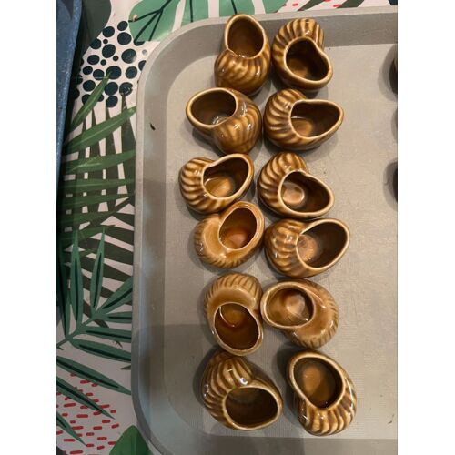 Lot De 12 Coquilles À Escargots  À Four En Faïence 