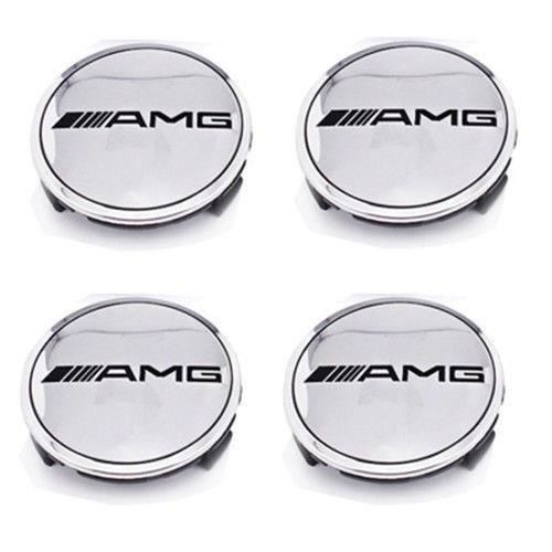 4 X Centres De Roue Argent 75mm Mercedes Benz Amg Abs Cache Moyeu Emblème Logo