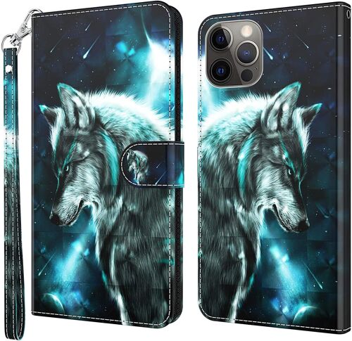 Coque Pour Iphone 11 Pro Max, Housse Premium En Cuir Iphone 11 Pro Max (6,5 Pouces), Magnetique Flip Case Portefeuille Pu Cuir A Rabat Housse Etui De Protection Avec Porte Cartes (Loup)