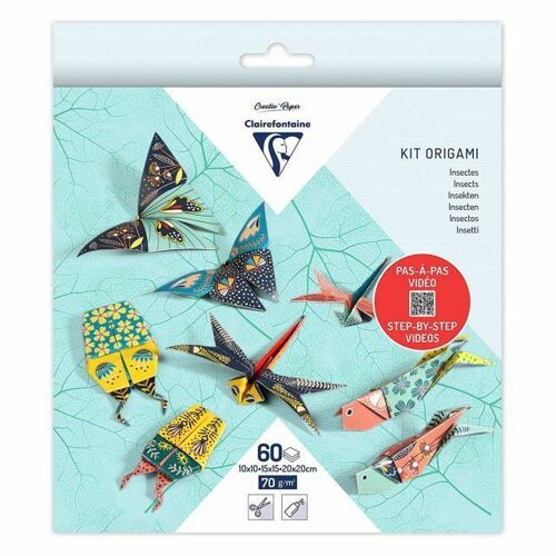 Clairefontaine Papier Origami 10x10cm, 15x15cm Et 20x20cm (60pcs) Insectes,, Technique, Offre Thématique
