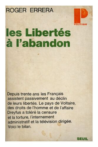 Les Libertés À L'abandon / Errera, Roger / Réf: 31568