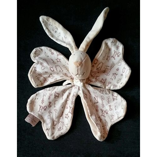 Doudou Lapin Beige Écru Avec Écritures P'tit Lapin Cmp