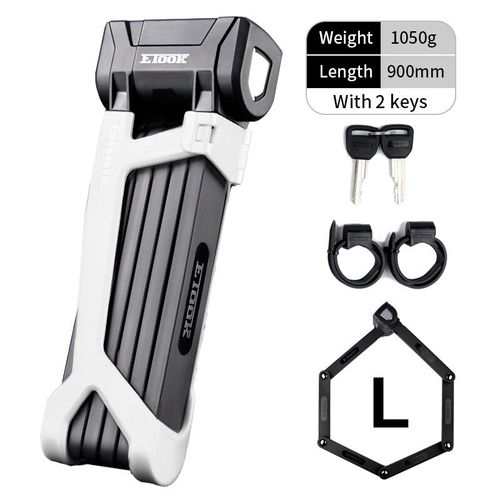 Etook-Serrure Anti-Vol Pliable Pour Vélo,Vtt,Scooter,Moto,Robuste,Acier Allié,Cisaillement Anti-Hydraulique - Type Et510l White