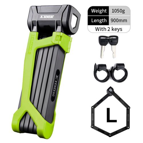 Etook-Serrure Anti-Vol Pliable Pour Vélo,Vtt,Scooter,Moto,Robuste,Acier Allié,Cisaillement Anti-Hydraulique - Type Et510l Green