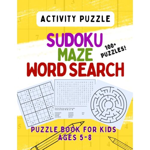 Activity Puzzle: Sudoku, Maze, Word Search | Games For Genius Kids, Activity Book, Puzzle Book For Kids Ages 5-8, 100+ Puzzles!