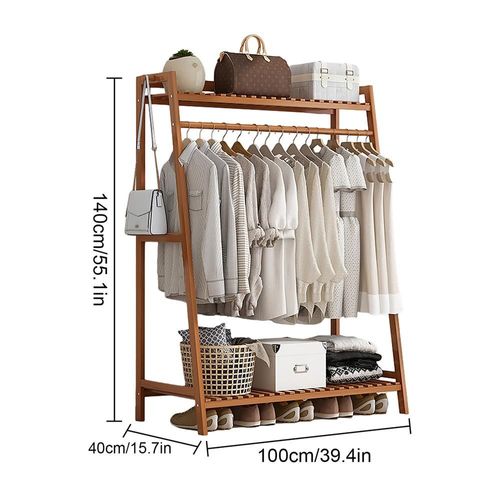 Cintre Sur Pied En Bois Multicouche T1 Pour Vêtements,Sacs À Manteaux,Armoires De Salon,Étagères À Étagères,Organisateur De Vêtements - Type Brown 100cm