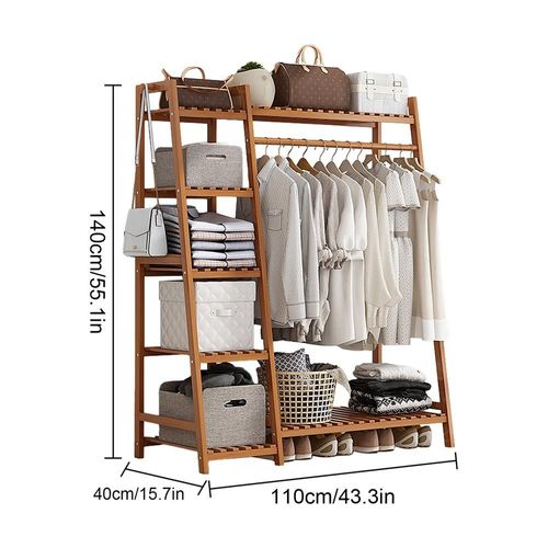 Cintre Sur Pied En Bois Multicouche T1 Pour Vêtements,Sacs À Manteaux,Armoires De Salon,Étagères À Étagères,Organisateur De Vêtements - Type Upgrade Brown 110cm