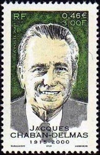 1 Timbre France 2001, Neuf - Jacques Chaban-Delmas (1915-2000) - Yt 3430