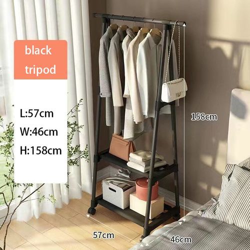 Cintre Sur Pied En Bois T1 Pour Vêtements De Sol,Accessoire Pour Manteaux,Sacs Muraux,Armoires De Salon,Étagères - Type Black