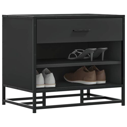 vidaXL Banc à chaussures noir 60x40x53,5 cm bois d'ingénierie et métal