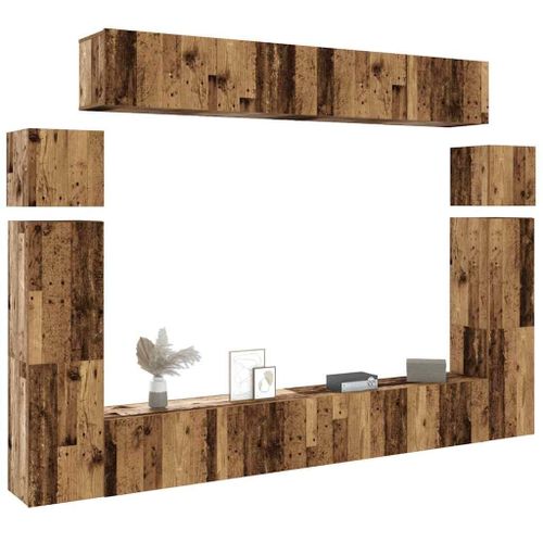 Vidaxl Ensemble De Meuble Tv Mural 8 Pcs Vieux Bois Bois D'ingénierie