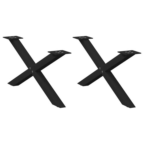 vidaXL Pieds de table basse forme de X 2 pcs noir 70x(30-31) cm acier