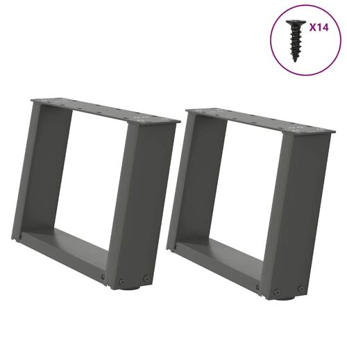 vidaXL Pieds de table basse forme de U 2 pcs anthracite 40x(30-31) cm