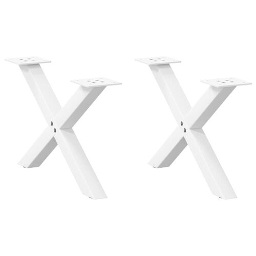 vidaXL Pieds de table basse forme de X 2 pcs blanc 60x(30-31) cm acier