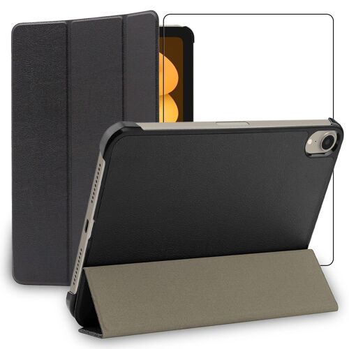ebestStar - Housse + Films Verre Trempé pour iPad mini 2021 8.3'' (6 gen) Etui Coque Vitre Protection Slim Smart Case, Noir [Dimensions PRECISES Tablette : 195.4 x 134.8 x 6.3 mm, écran 8.3'']