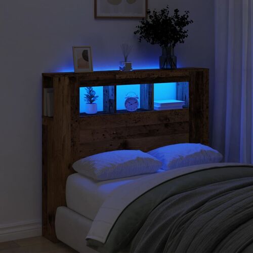 vidaXL Tête de lit à LED vieux bois 120x18,5x103,5cm bois d'ingénierie
