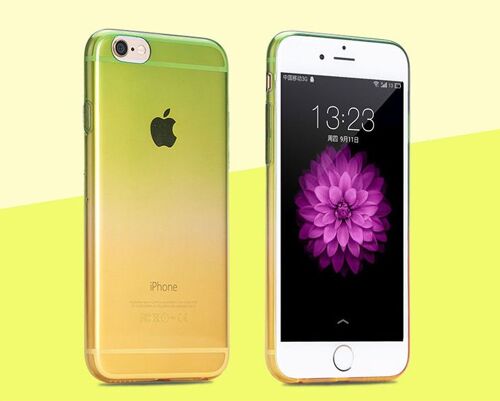 COQUE RAINBOW VERT JAUNE DEGRADÉ IPHONE 6 6S (4"7) SUMMER STYLE SILICONE COLORFUL