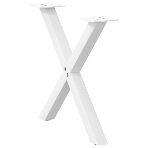 vidaXL Pieds de table basse forme de X 2 pcs blanc 60x(42-43) cm acier